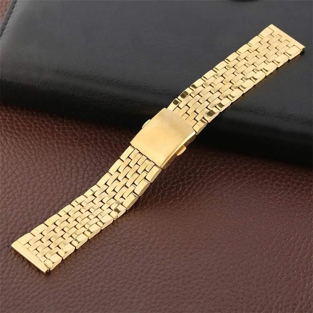 women watches conserve mysteriously client nearness communal security replacement bracelet bracelet watch strap gold 18/20/22mm hollow stainless steel watch strap folding clasp with safety band for men 