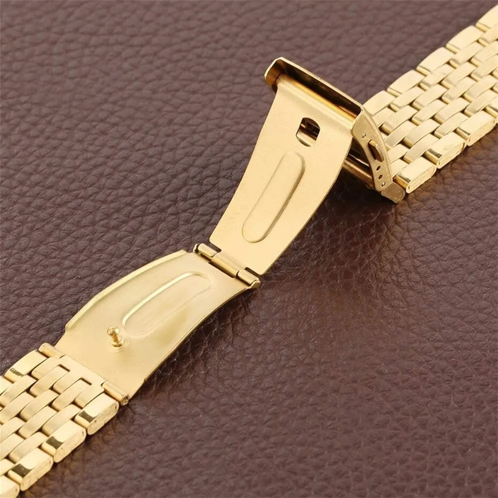 women watches conserve mysteriously client nearness communal security replacement bracelet bracelet watch strap gold 18/20/22mm hollow stainless steel watch strap folding clasp with safety band for men 