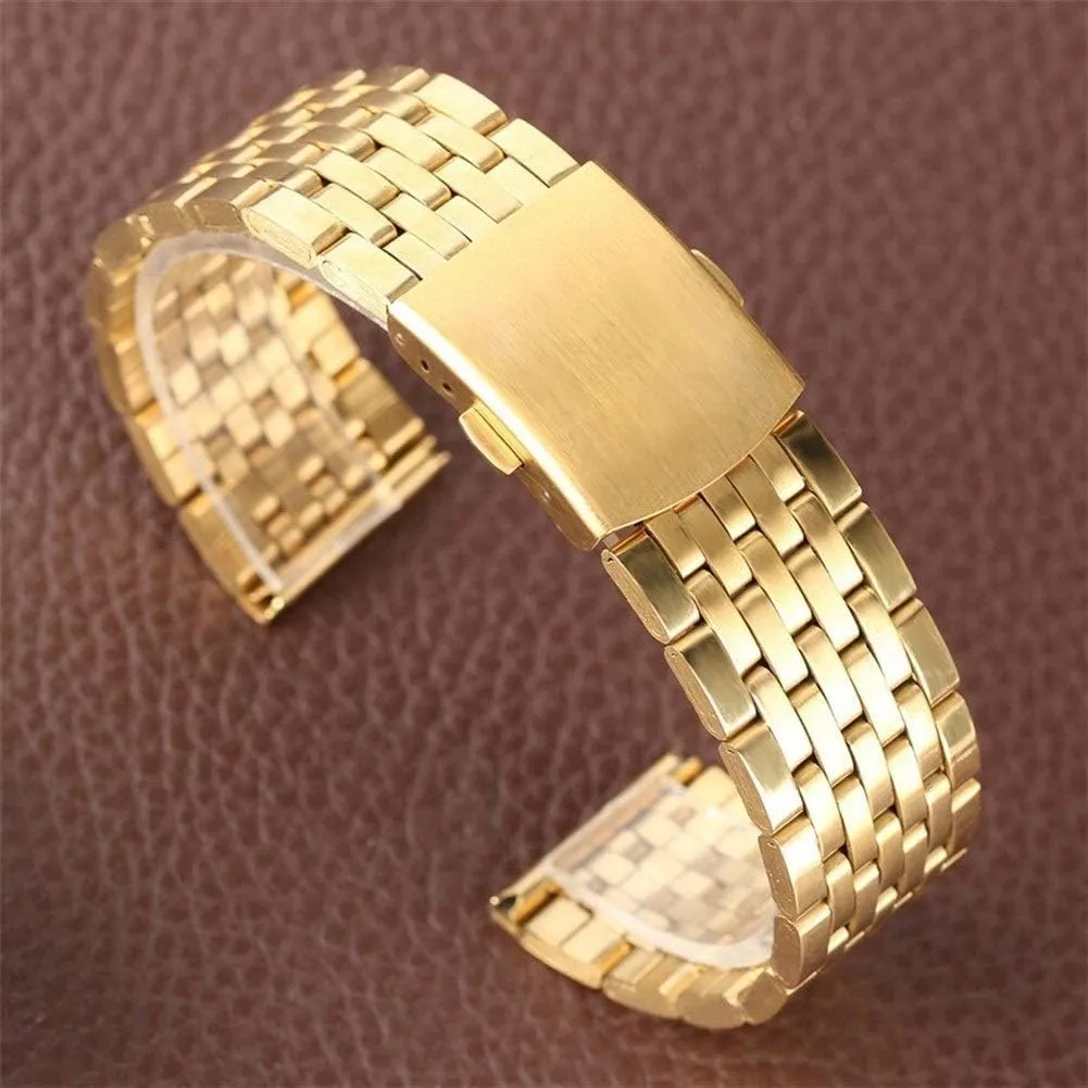 women watches conserve mysteriously client nearness communal security replacement bracelet bracelet watch strap gold 18/20/22mm hollow stainless steel watch strap folding clasp with safety band for men 
