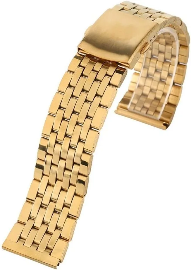 women watches conserve mysteriously client nearness communal security replacement bracelet bracelet watch strap gold 18/20/22mm hollow stainless steel watch strap folding clasp with safety band for men 