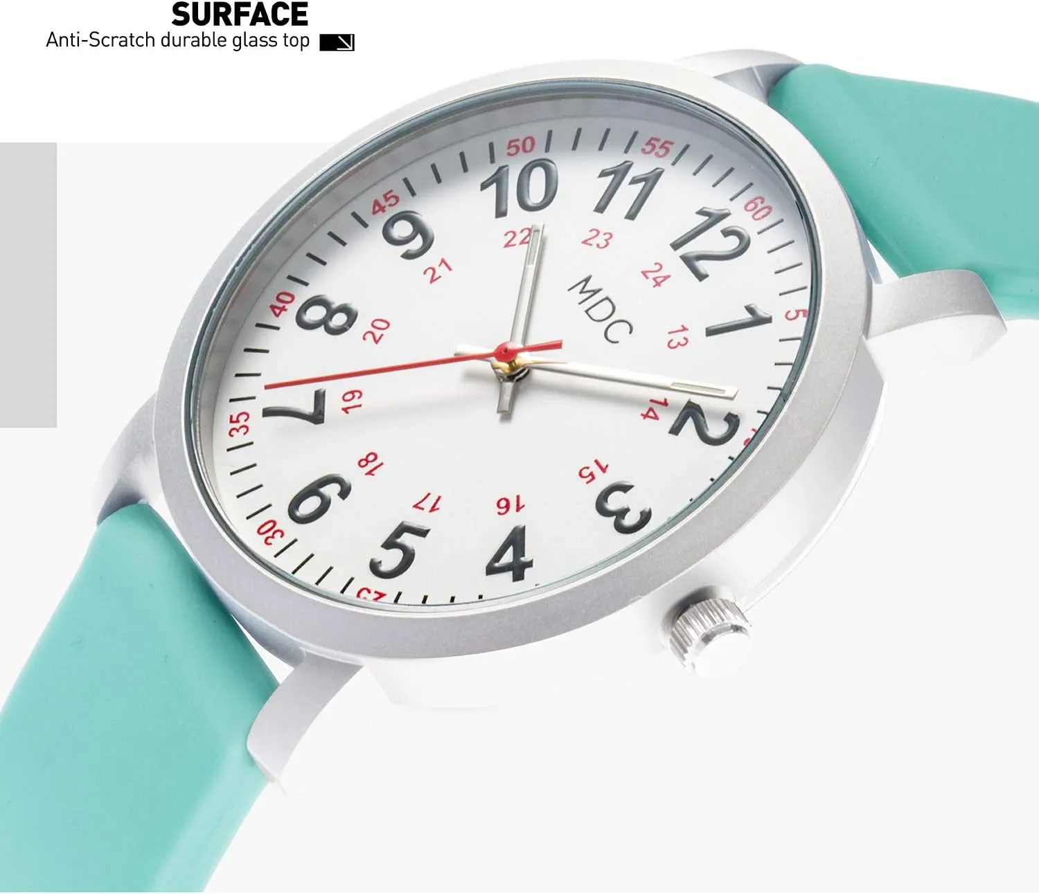 Women with Second Hand, Military Time, Silicone vaudeville variability Band Infantry MDC 5ATM Waterpfoof Nurse Watch for Medical Students,Doctors,Nursing Watches for 