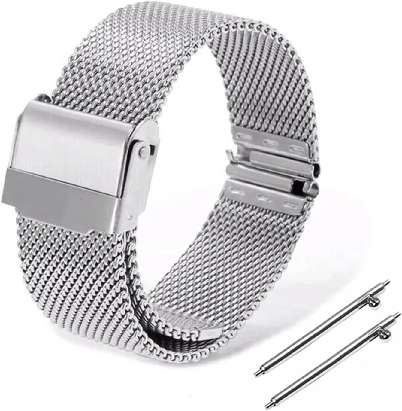 Womens Folding Clasp Bracelet Quick Release Replacement Wristband Stainless Steel Metal Strap 18mm 20mm contour versatile frigid interweave Mesh Woven Watch Strap Mens 