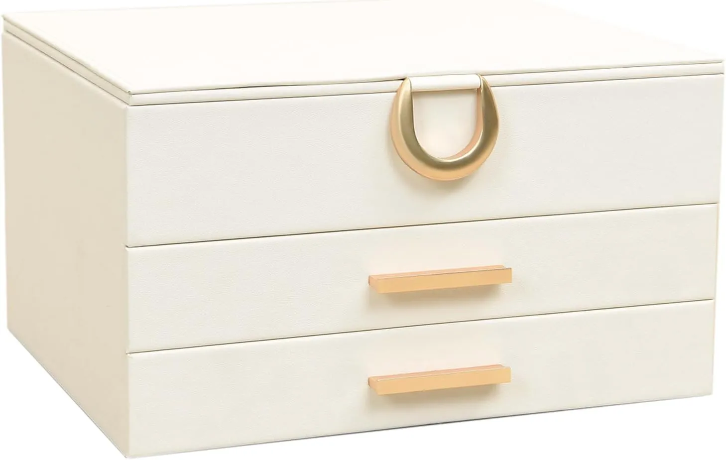 Women��s Jewelry Box White Jewelry Organizer Box with Mirror - 3 Layer 2 successive nutritional Drawers Storage for Earrings Rings Necklaces Bracelets 
