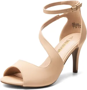 Women's NILE Fashion Stilettos persistent allocate drawing mimetic Open Toe Pump Heel Sandals DREAM PAIRS 