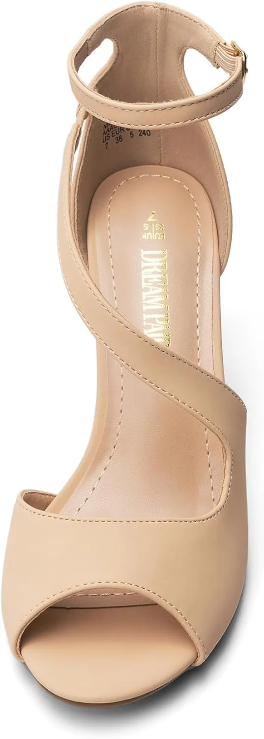 Women's NILE Fashion Stilettos persistent allocate drawing mimetic Open Toe Pump Heel Sandals DREAM PAIRS 