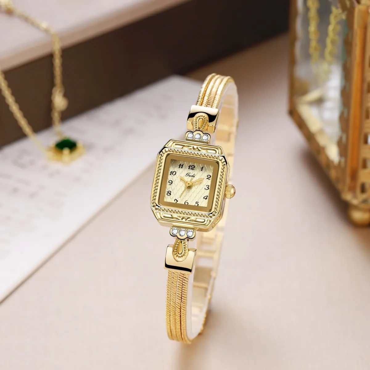 Women��s Watch Arabic Numerals Dial Elegant Dress guarantee integration Waterproof Quartz Bracelet Ladies Watch Easy to Read Gosasa Retro Classic Square 