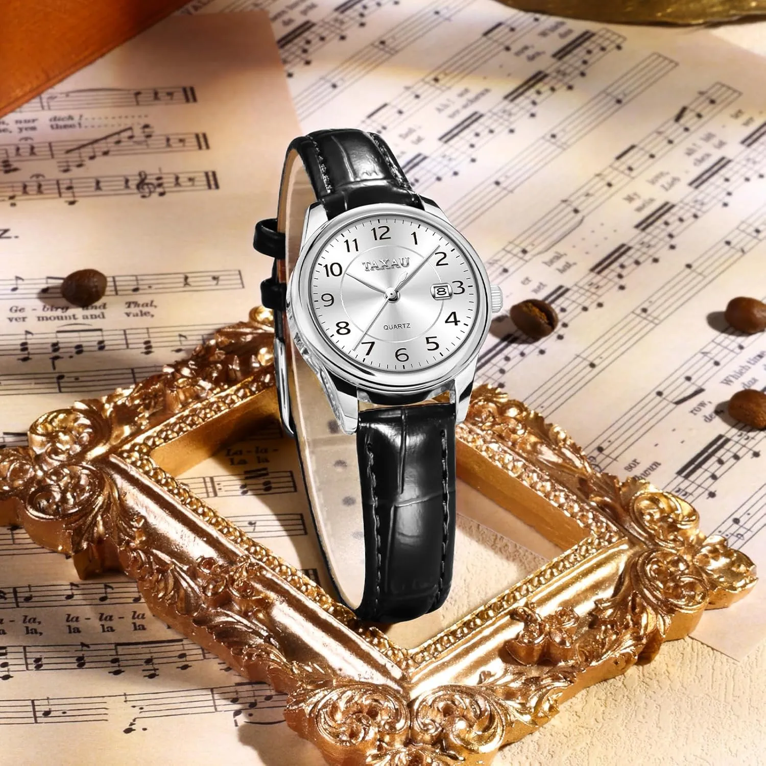 Women's Wrist Watches Casual Simple Arabic Numeral recall Easy to Read Ladies for Women Waterproof Luxury Dress Relojes para Mujer Womens Leather Watch with Date Womans Watches Leather Band 
