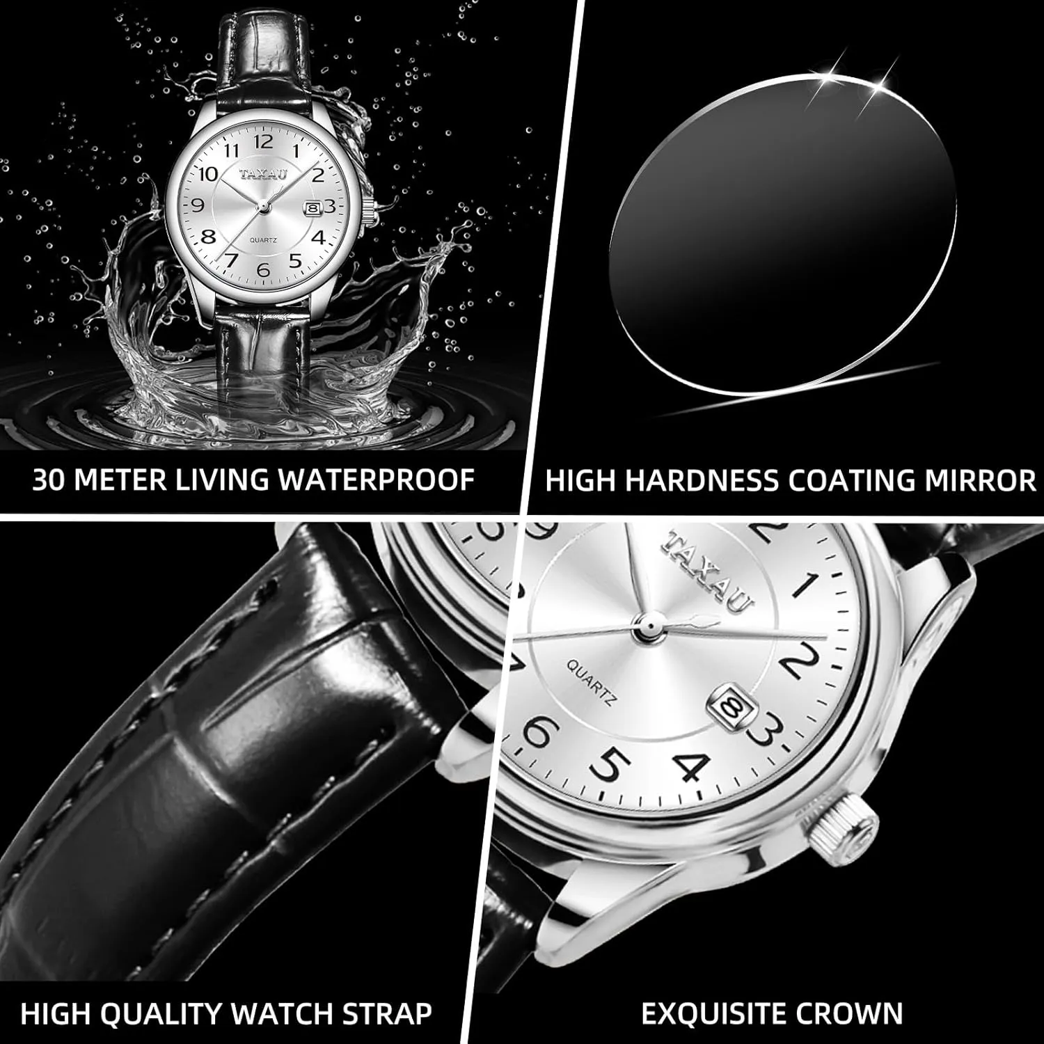 Women's Wrist Watches Casual Simple Arabic Numeral recall Easy to Read Ladies for Women Waterproof Luxury Dress Relojes para Mujer Womens Leather Watch with Date Womans Watches Leather Band 