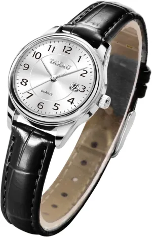 Women's Wrist Watches Casual Simple Arabic Numeral recall Easy to Read Ladies for Women Waterproof Luxury Dress Relojes para Mujer Womens Leather Watch with Date Womans Watches Leather Band 