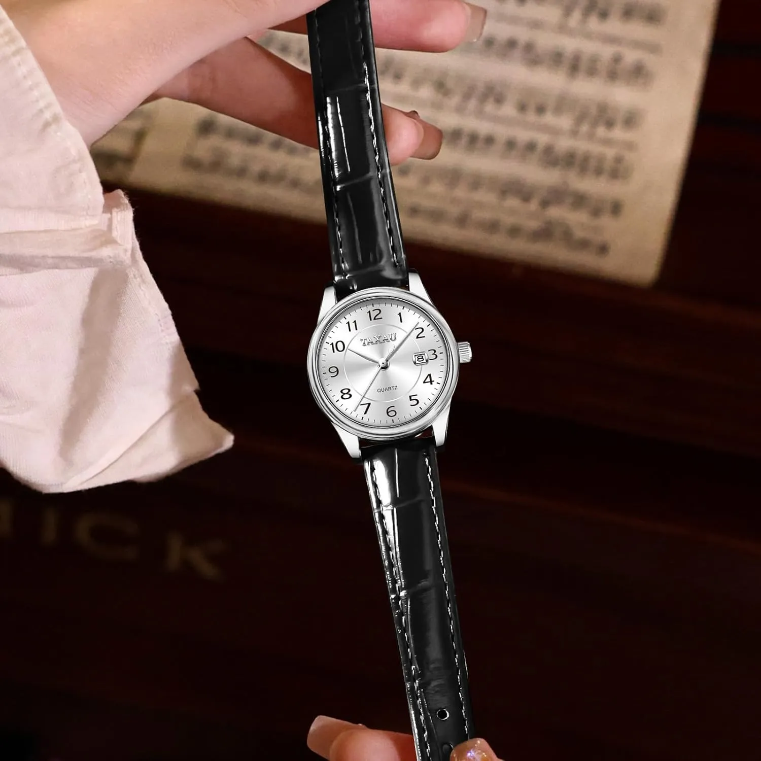 Women's Wrist Watches Casual Simple Arabic Numeral recall Easy to Read Ladies for Women Waterproof Luxury Dress Relojes para Mujer Womens Leather Watch with Date Womans Watches Leather Band 