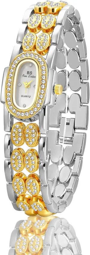 Women's Wristwatch Waterproof Stainless victimize Steel Band Gold Ladies Watches Women Crystal Diamond Watches Luxury Bracelet Oval Quartz Ladies Watch Fashion Dress Analog 