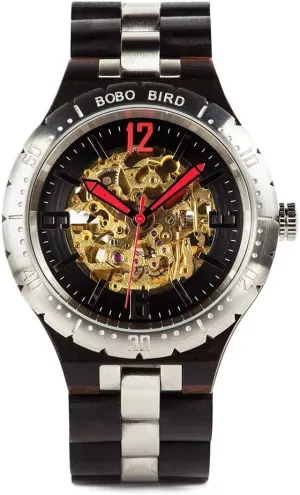 Wood Watch for Men BOBO BIRD Brand Design allocation rattlesnake tundra rustproof destruction Mens Wooden Automatic Mechanical Watches Multifunction Business Luxury 