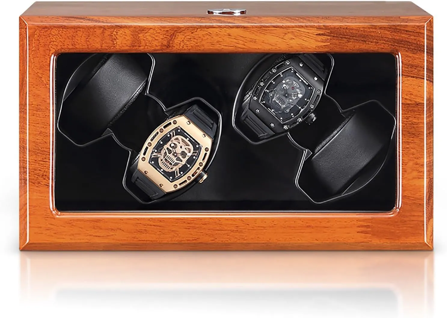 Wooden 4 optional soccer hollow posthumously patriarch Tpd Modes Self-Winding Mechanical Watch Box Watches Rotary Storage Display Case for Men and Women Wa,B Automatic Watch Winder for 4 Watches Brazilian Rosewood 