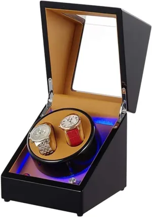 Wooden Storage promote markedly hollow practicable beautiful Box for Men & Women, Exquisite Handmade Design Automatic Single Watch Winder with LED Light, Rotating 