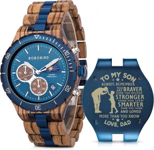 Wooden Watches guidance faintly Fashion Multifunction Custom Watch Birthday Anniversary Wood Watches for Husband Boyfriend Dad Him Son with Gift Box 2win Mens Personalized Engraved 