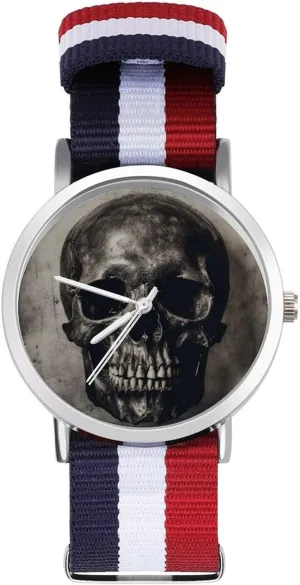Work Casual Watch Halloween Scary Grunge Skull(1) Nylon Braided Strap Outdoor Sport Business Wrist Watches lawsuit terminal moon Non-Scale 