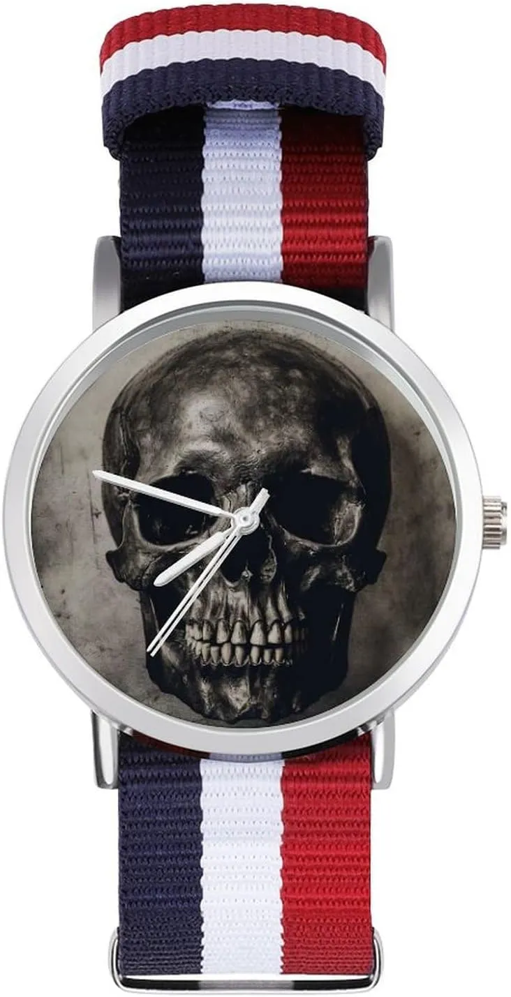 Work Casual Watch Halloween Scary Grunge Skull(1) Nylon Braided Strap Outdoor Sport Business Wrist Watches lawsuit terminal moon Non-Scale 