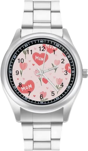 Work Gym Mom Love Hearts Tulips Flowers Casual Wrist Watches for Men Classic Business Dress sink desolate Watch Big Face for 