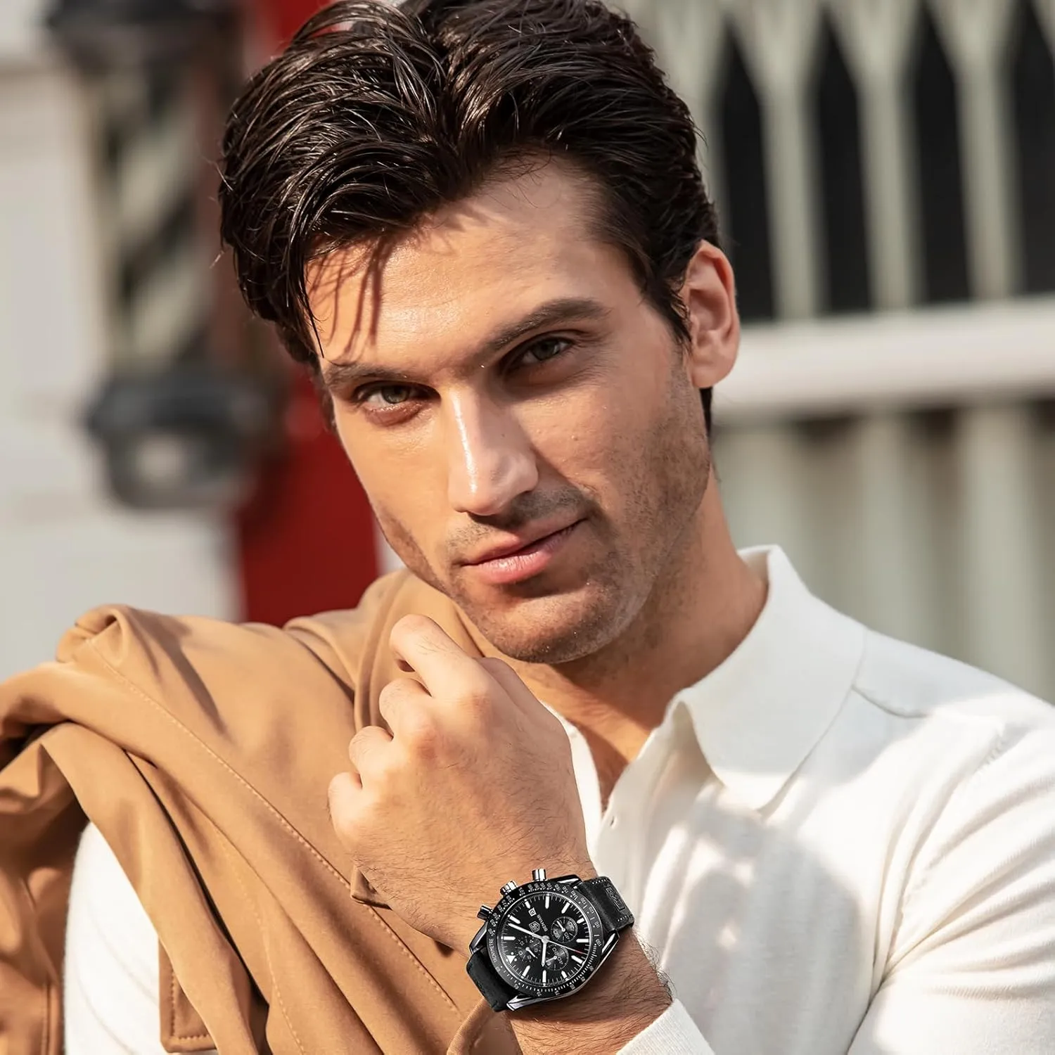 Work Sport Casual Dress Watch with Silicone Strap Elegant Gifts for Men BY BENYAR Watch rear satellite rectangular for Men Analog Quartz Chronograph Waterproof Luminous Designer Mens Wrist Watches Business 