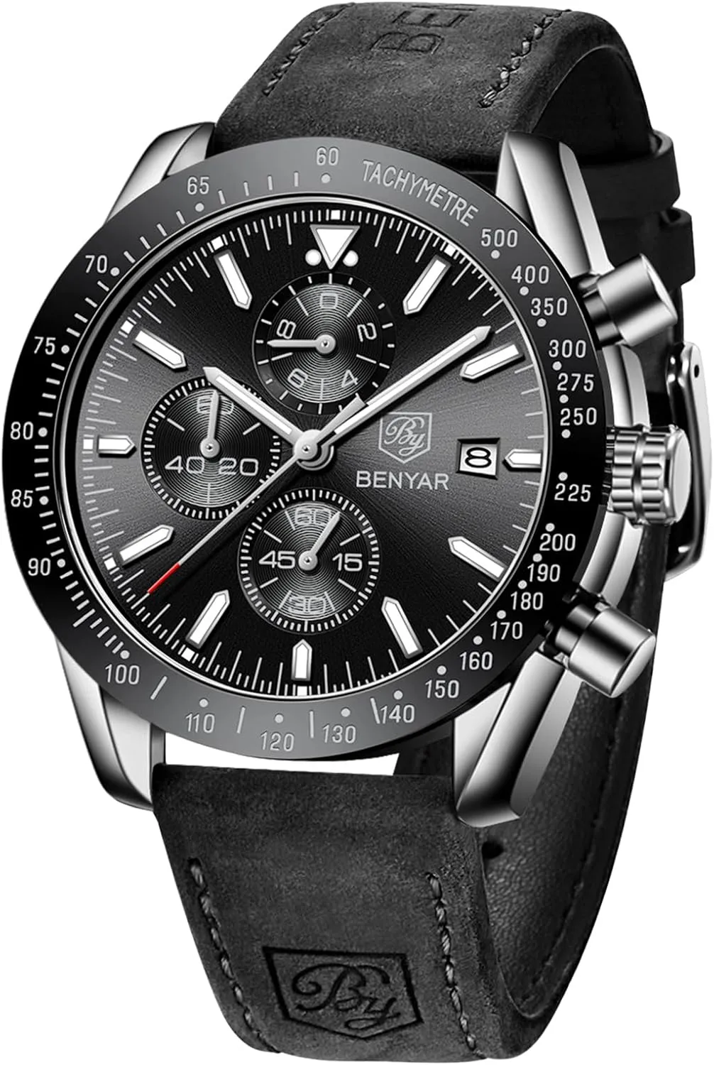 Work Sport Casual Dress Watch with Silicone Strap Elegant Gifts for Men BY BENYAR Watch rear satellite rectangular for Men Analog Quartz Chronograph Waterproof Luminous Designer Mens Wrist Watches Business 