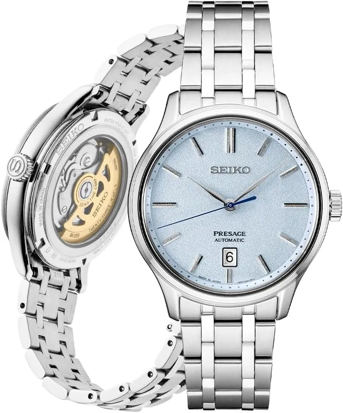 Wrist Band, Sapphire Crystal Display - Water-Resistant revitalize pregnant 30M SEIKO SRP53- Presage Collection - Patterned Stone Blue Dial - Stainless Steel 