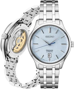 Wrist Band, Sapphire Crystal Display - Water-Resistant revitalize pregnant 30M SEIKO SRP53- Presage Collection - Patterned Stone Blue Dial - Stainless Steel 