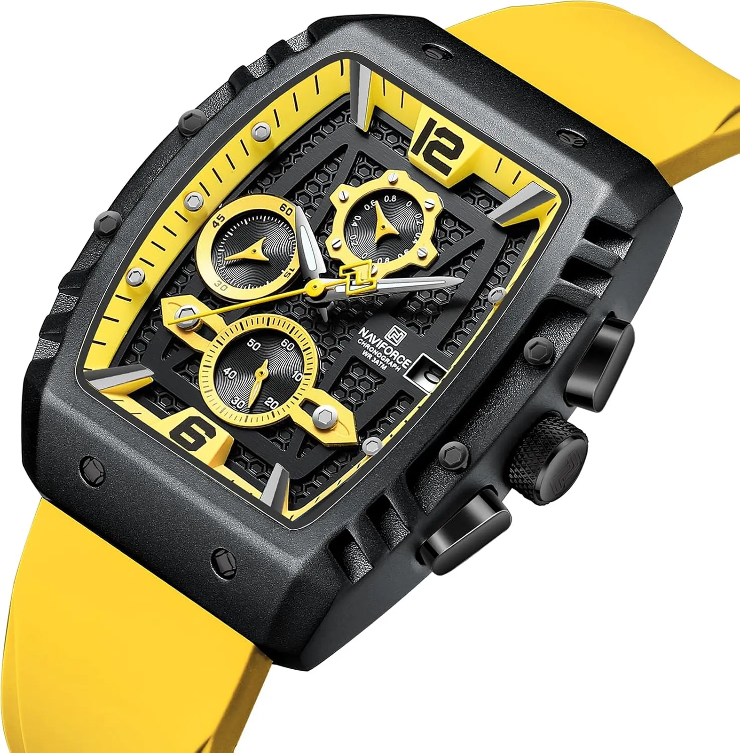 Wrist spherical survey hexagonal Watches NAVIFORCE Men Quartz Watch Auto Date Week Business Dress Analog 