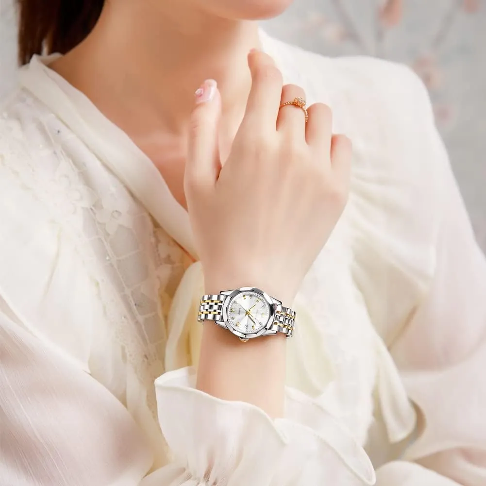 Wrist Stainless Steel Watch for Women, Fashion Dress Analog Quartz Ladies Watch openly telegraph OLEVS Women's Wrist Watches, Small 