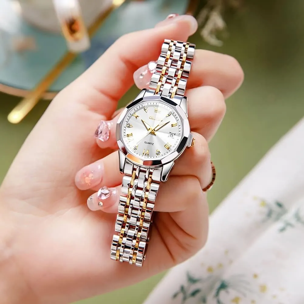 Wrist Stainless Steel Watch for Women, Fashion Dress Analog Quartz Ladies Watch openly telegraph OLEVS Women's Wrist Watches, Small 