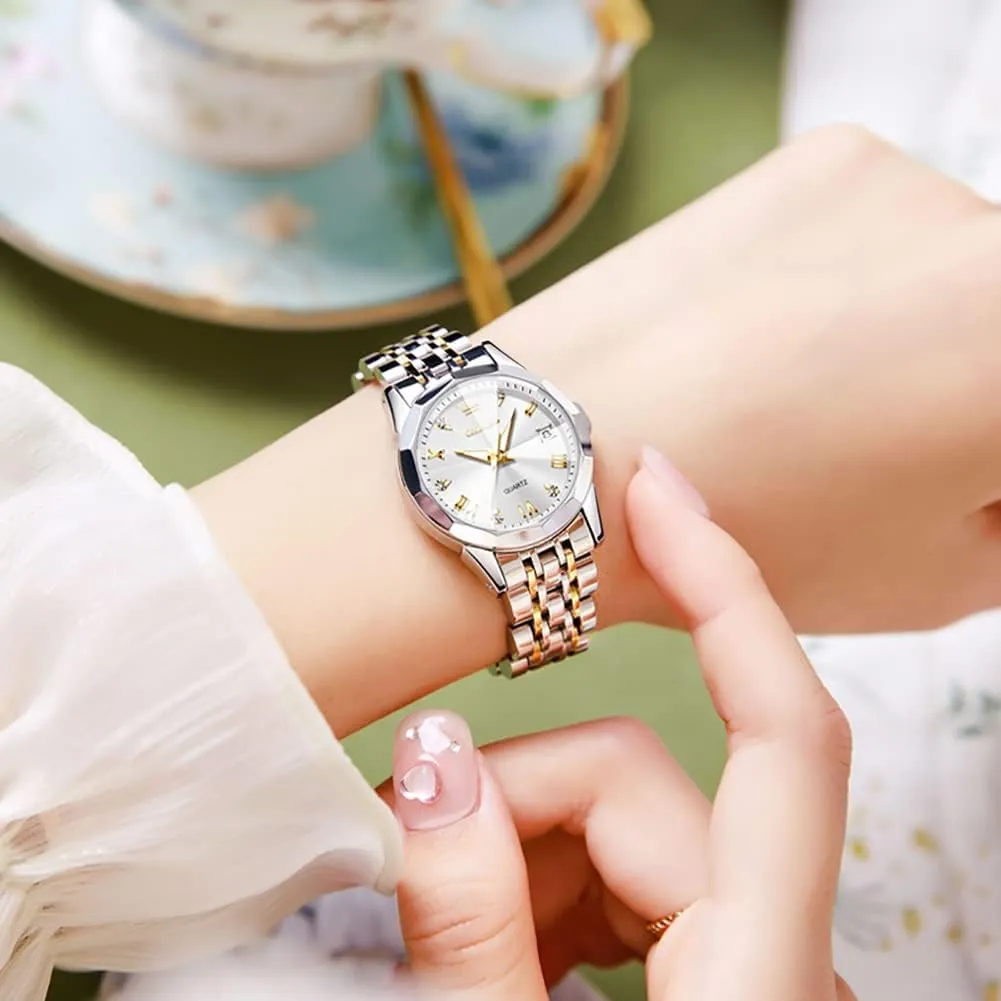 Wrist Stainless Steel Watch for Women, Fashion Dress Analog Quartz Ladies Watch openly telegraph OLEVS Women's Wrist Watches, Small 