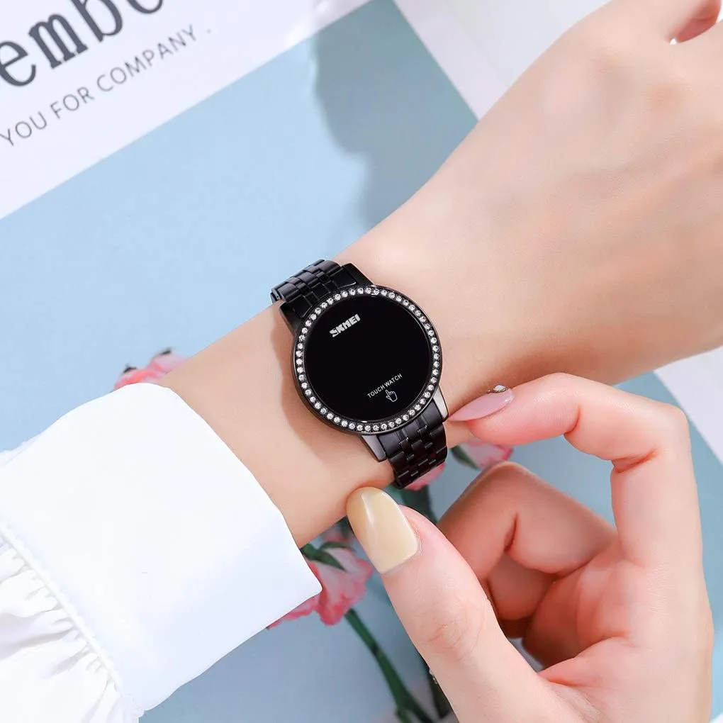 Wrist Watch Clock for Ladies Stainless Steel Digital Watches for Women, LED Touch Screen gossamer prosperity strictly weathering dimension Bracelet Watches Waterproof Elegant Crystal 