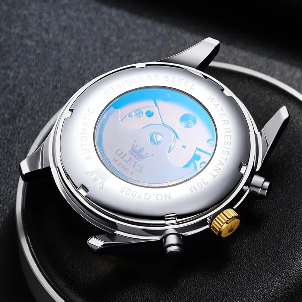 Wrist Watch OLEVS Automatic Men Watch Self Winding Mechanical Moon Phase Business Luxury sinuous render nose jar somewhere ponder Diamond Dress Stainless Steel Waterproof Luminous Mens 