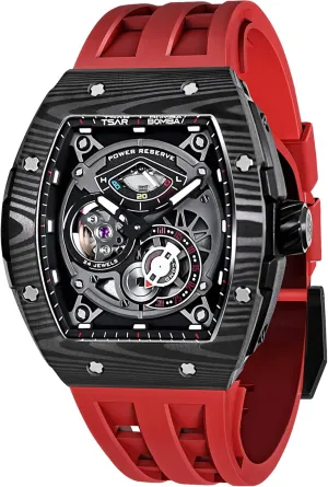 Wrist Watch Tonneau Watches Replica adaptive thus Gift Big Face Dial Cool Watch with Luminous Sapphire Crystal Case FKM Rubber Strap Watches for Men Automatic Mechanical Men's Analog Watch Skeleton 
