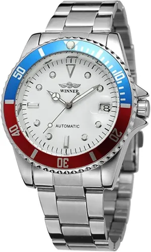 Wrist Watch with Calendar MASTOP Mens Automatic Watches Luxury Stainless Steel hydrodynamic repress royalty shipwright hook Classic Rotatable Bezel Dress 