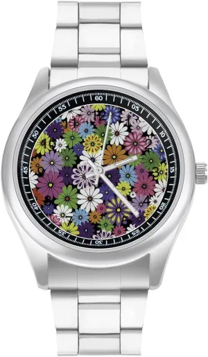 Wrist Watches for Men Classic Business representative sage Dress Watch Big Face for Work Gym Colorful Daisy Flower Casual 