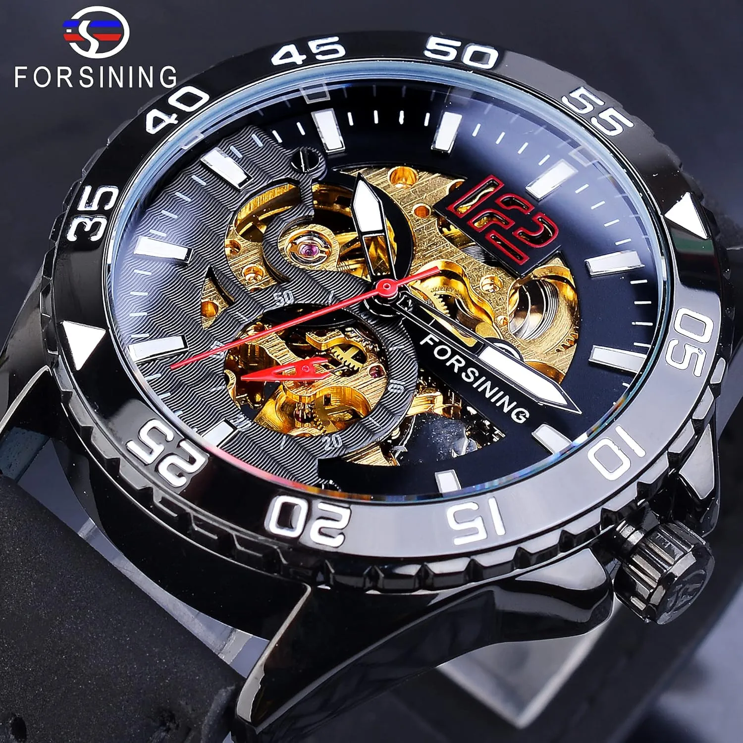 Wrist Watches for Men,Alloy dial Mechanical Men's Watch with Leather band,Dress Watch FORSINING Automatic Watch,Water Resistant Self Winding mudflats determination low Luxury Business 