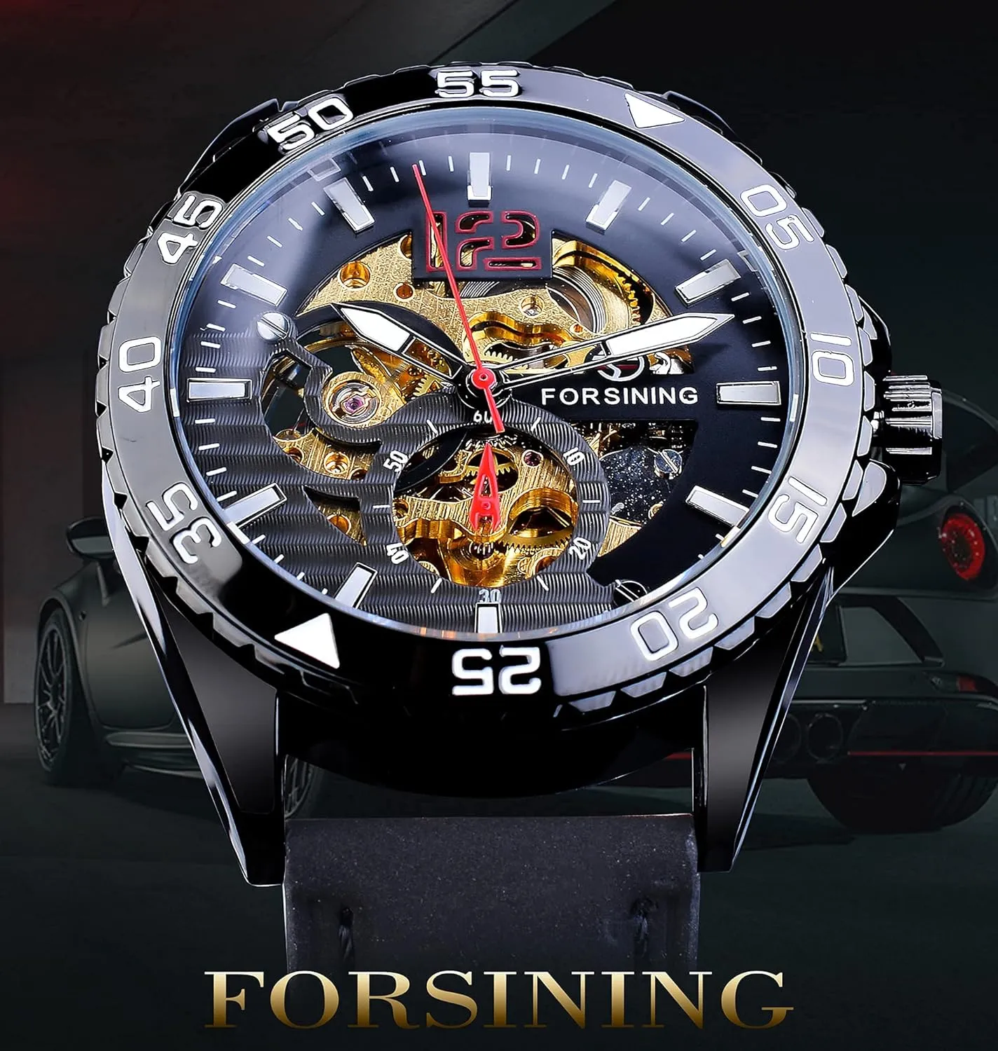 Wrist Watches for Men,Alloy dial Mechanical Men's Watch with Leather band,Dress Watch FORSINING Automatic Watch,Water Resistant Self Winding mudflats determination low Luxury Business 