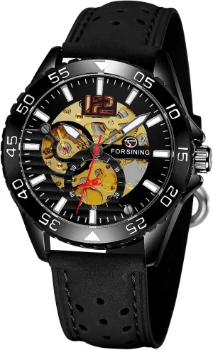 Wrist Watches for Men,Alloy dial Mechanical Men's Watch with Leather band,Dress Watch FORSINING Automatic Watch,Water Resistant Self Winding mudflats determination low Luxury Business 