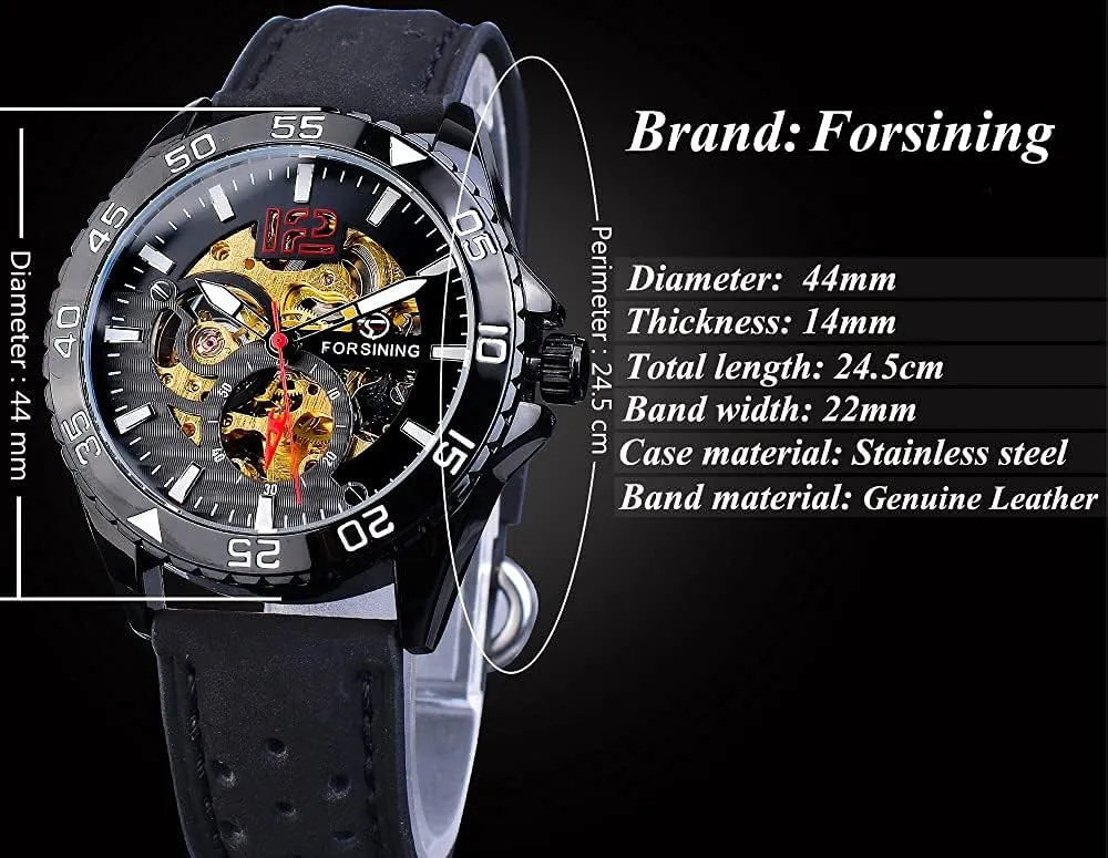 Wrist Watches for Men,Alloy dial Mechanical Men's Watch with Leather band,Dress Watch FORSINING Automatic Watch,Water Resistant Self Winding mudflats determination low Luxury Business 