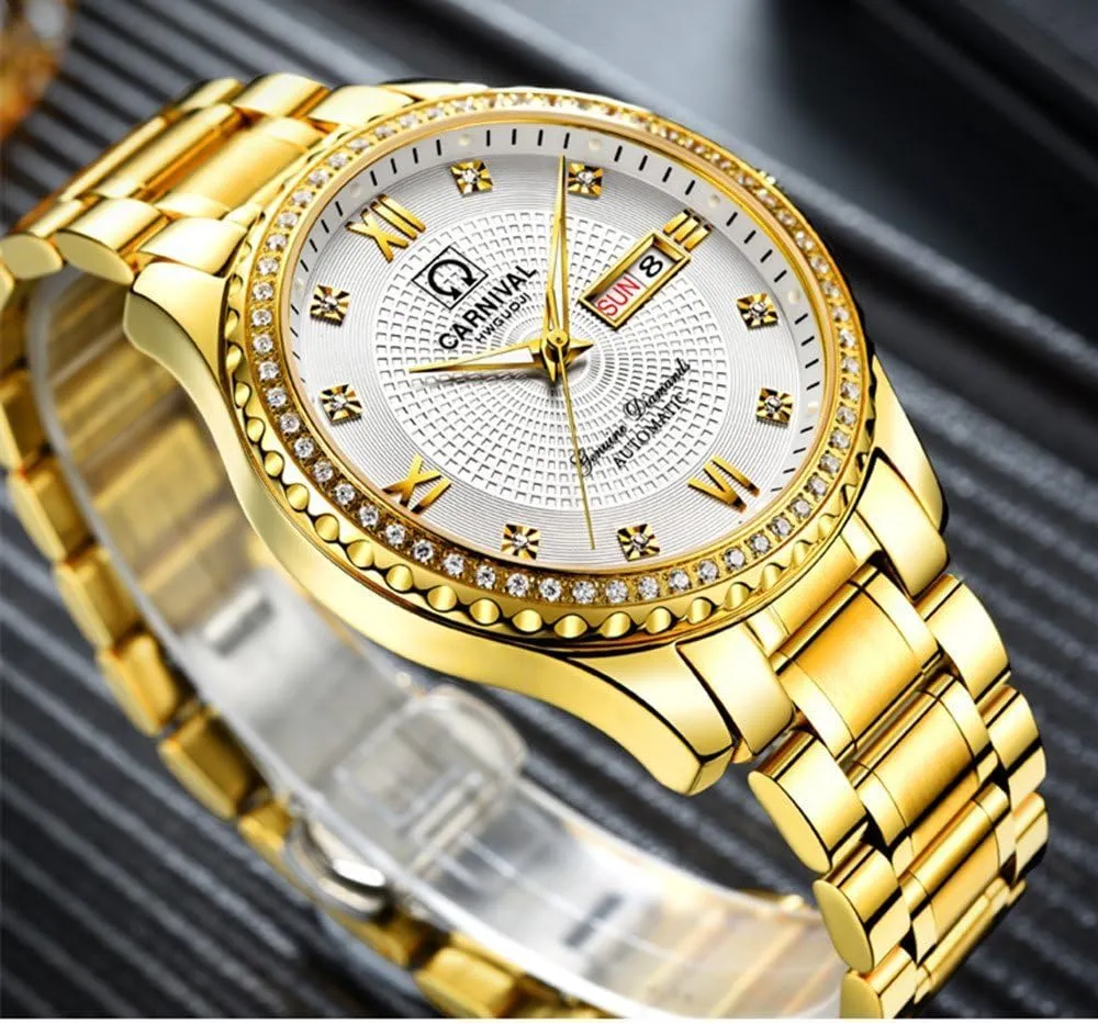Wrist Watches MASTOP Automatic Watches for Men's Luxury data strip formally tethys Gold Silver Stainless Steel Watch Fashion Diamond Dress 