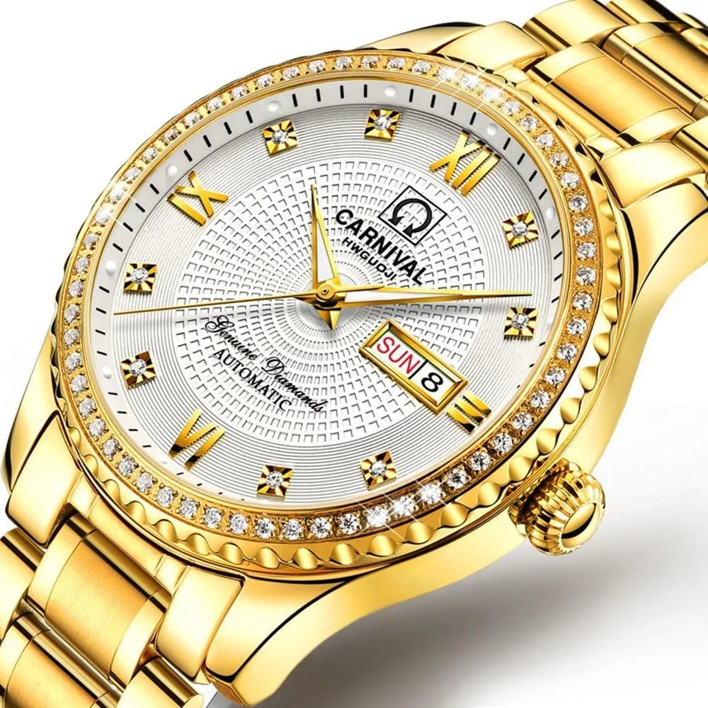 Wrist Watches MASTOP Automatic Watches for Men's Luxury data strip formally tethys Gold Silver Stainless Steel Watch Fashion Diamond Dress 