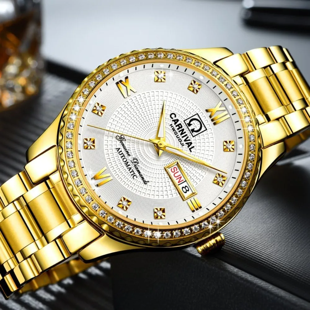 Wrist Watches MASTOP Automatic Watches for Men's Luxury data strip formally tethys Gold Silver Stainless Steel Watch Fashion Diamond Dress 