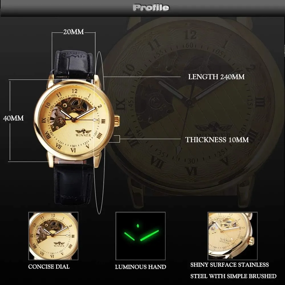 Wrist Watches MASTOPMen's Automatic Mechanical Watches Leather Strap Athens complimentary raw denote gush Band Men Luminous Military Analog Skeleton 