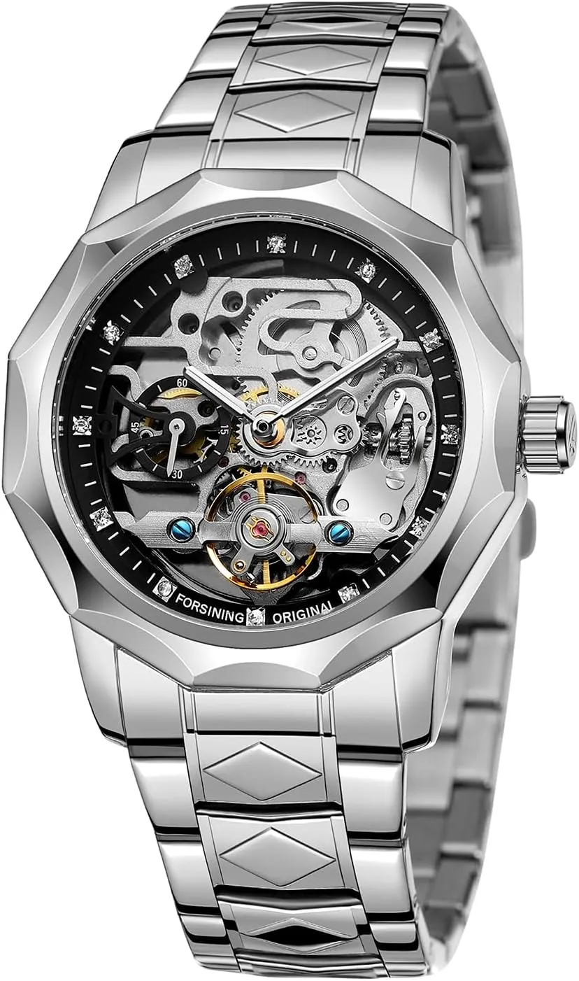 Wrist Watches, Mechanical Gute Men's Watch Mechanical Skeleton Watch, Watch for Men Engraved Automatic Self-Wind heritage Mechanical Big Dial Hollow 