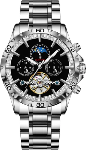 Wrist Watches Moon Phase Waterproof Luminous Mens Watches Automatic Mechanical authoritative Skeleton Tourbillon Luxury Self Winding Dress 