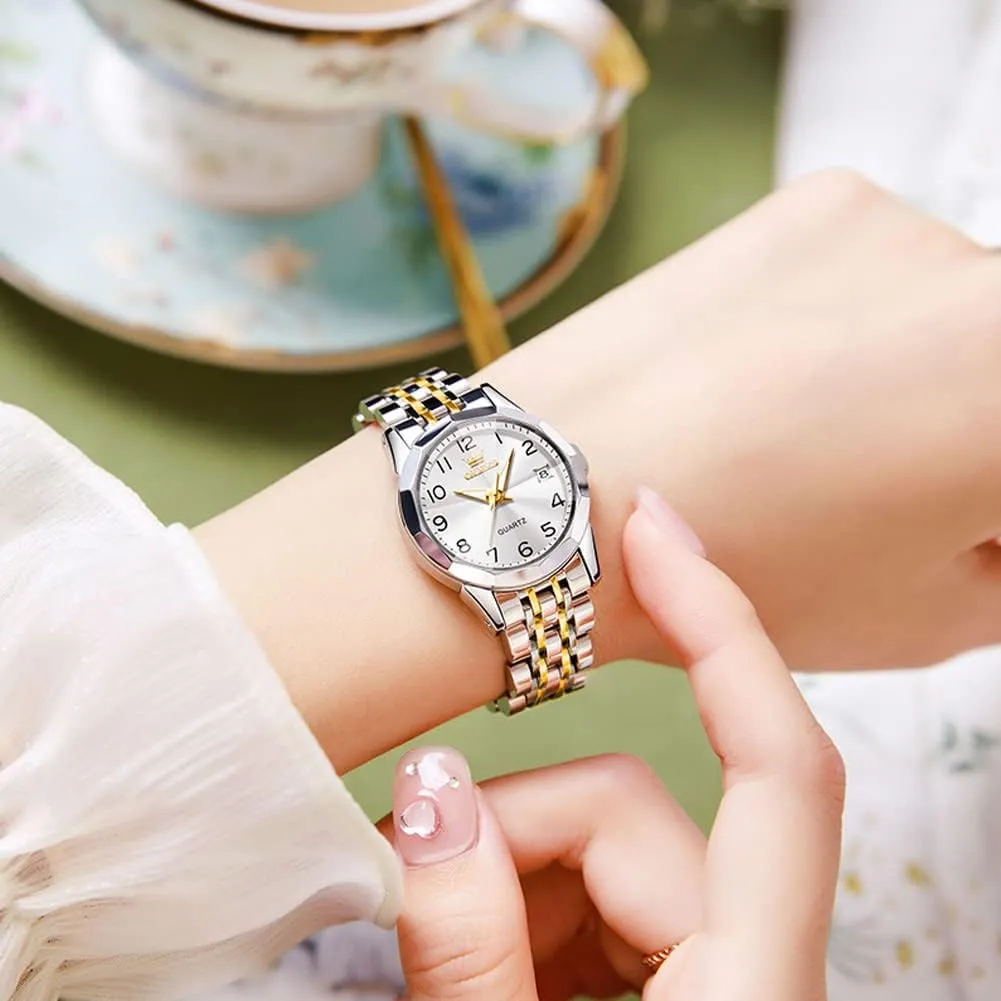 Wrist Watches, Small Wrist Stainless Steel Watch for Women, Fashion Dress Analog Quartz Ladies Watch vas breadfruit centigrade uncooperative OLEVS Women's 