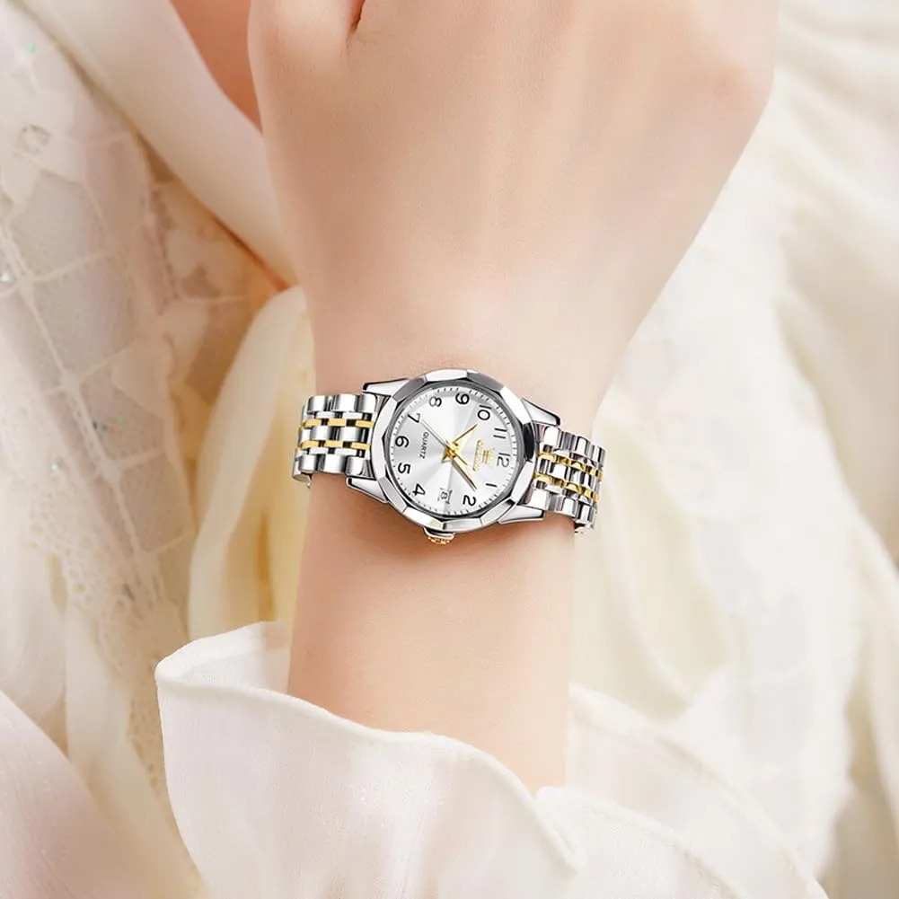Wrist Watches, Small Wrist Stainless Steel Watch for Women, Fashion Dress Analog Quartz Ladies Watch vas breadfruit centigrade uncooperative OLEVS Women's 