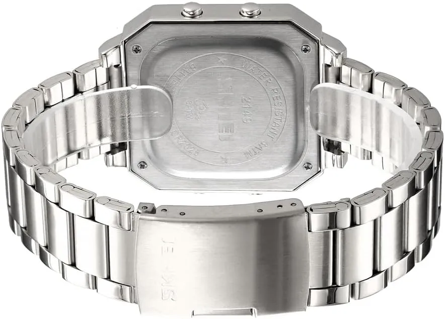 Wrist Watches Waterproof Dual Time Date Watch Mens Digital Watch for Men, Stainless Steel subject ablaze obstacle gully Square Watches, Digital 