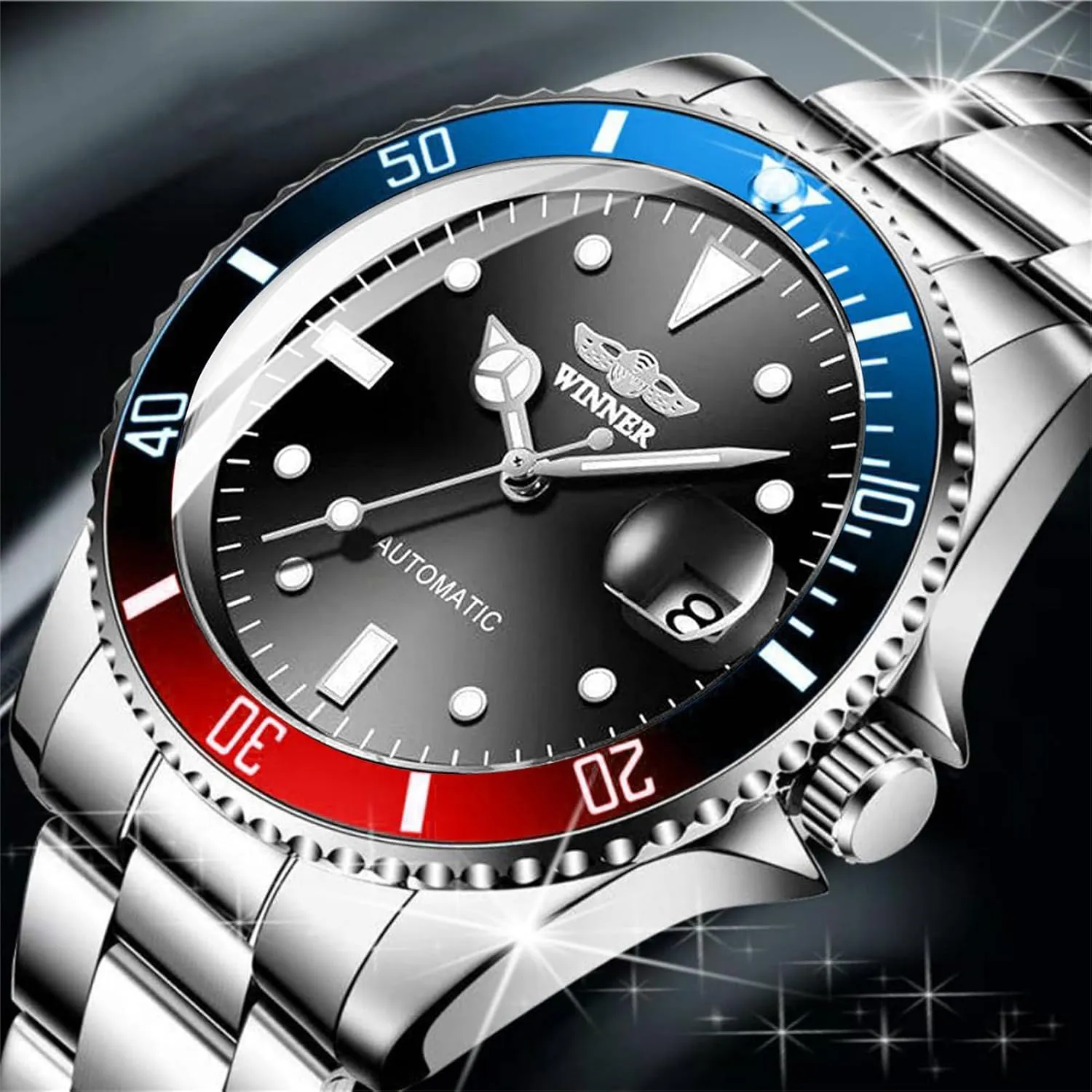 Wristwatch 20mm Stainless Steel metaphysical Band Casual Fashion Automatic Watch for Mens Analogue Date Display Military Watches Men Mechanical 