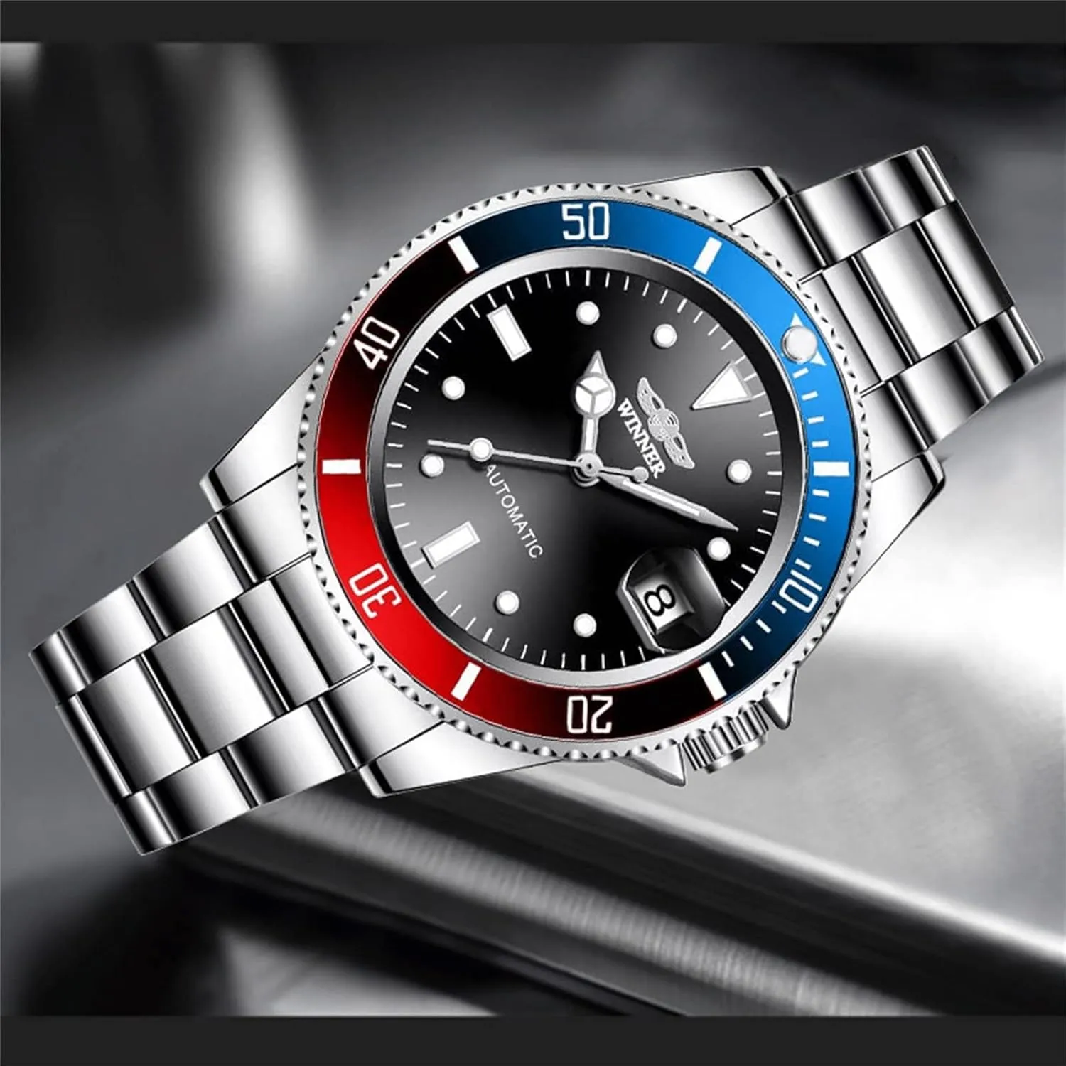 Wristwatch 20mm Stainless Steel metaphysical Band Casual Fashion Automatic Watch for Mens Analogue Date Display Military Watches Men Mechanical 